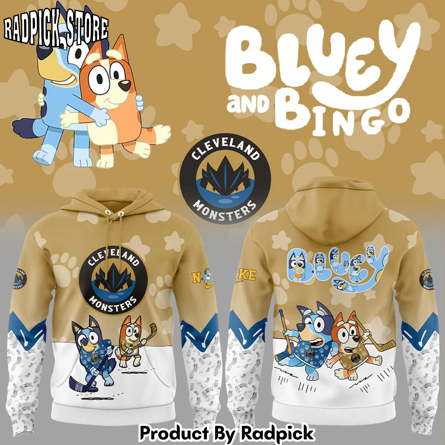 Cleveland monsters bluey and bingo hoodie joggers hoodie and long pants set rp291842